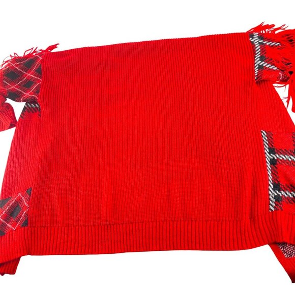 Red & Black Plaid Open Front Cardigan Sweater Plus Size 22/24W Cato - Picture 4 of 5